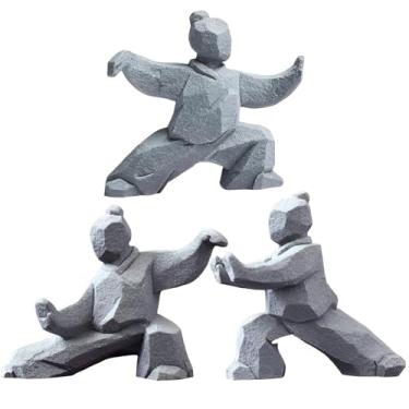 Imagem de FlamingoCasa Tai Chi Statue Set of 3, Yin Yang Figurine for Home Decor, Meditation Zen Sculpture, Feng Shui Gift, Handcrafted Sandstone Artwork for Office Bookshelf Desktop Decor (Style c)