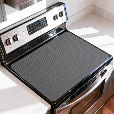 Imagem de LONGKING Tampa superior de fogão 2x mais grossa para fogão elétrico - Tapete de silicone para fogão de vidro, protetor de fogão de vidro, tapetes de secagem de pratos para cozinha, capas de fogão para