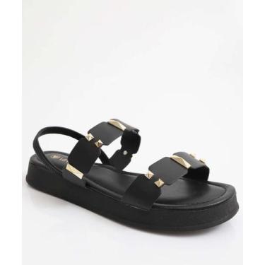 Imagem de Sandália Flatform Feminina Tachas Via Uno Preto-11018, 38, Preto