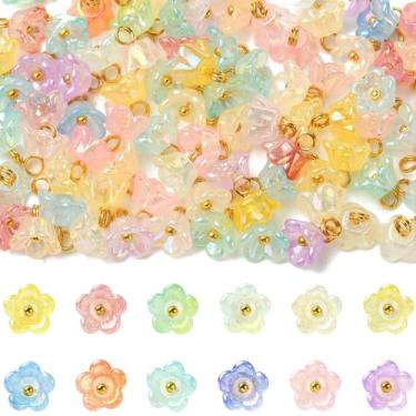 Imagem de KitBeads Pingentes de flor de orquídea transparente, 100 peças, pingentes de acrílico para primavera, pingentes de lírio do vale, para fazer joias, pulseiras, brincos, colar a granel