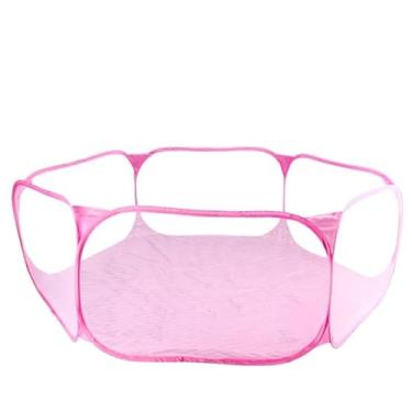 Imagem de Cercado Dobrável Pet Hexagonal – Casinha Portátil para Cães, Gatos, Coelhos e Hamsters, Tenda de Brincar com Malha Respirável (rosa)