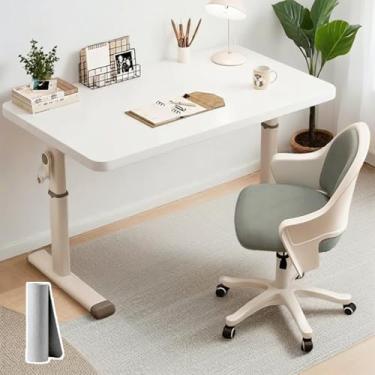 Imagem de Mesa Elevatória Manual com Altura Ajustável de 63 a 90cm - Escrivaninha de Tampo para Estudo com mouse pad, Trabalho, Escritório e Lazer,80 * 60cm branco