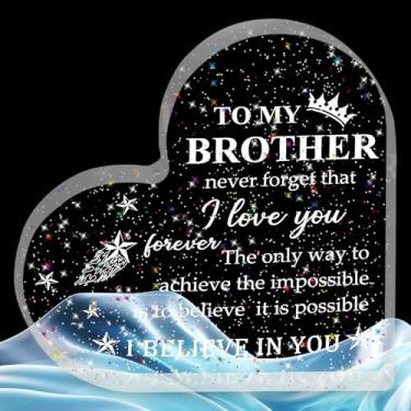 Imagem de 1 peça de placa acrílica em forma de coração presente de irmão presentes de aniversário de lembrança de acrílico para irmão ornamento de mesa de escritório decoração de mesa