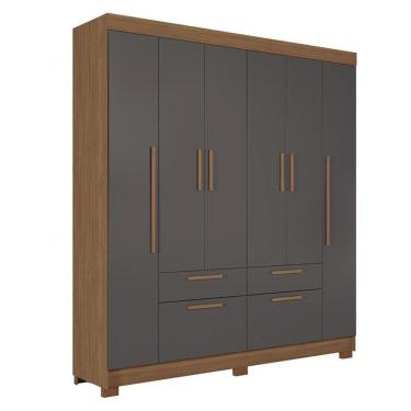 Imagem de Guarda Roupa Casal 6 Portas Guarapuava Jatobá Grafite - Santos Andirá