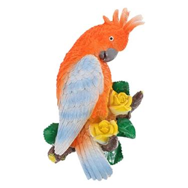 Imagem de ULDIGI 1 Unidade Enfeite De Papagaio Estatuetas De Animais Ao Ar Livre Estátua De Pássaro De Jardim Pássaro Decorativo Jardim Decorações Para Casa Grama Resina Flores e Pássaros Plantar