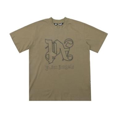 Imagem de Camiseta de manga curta Pa Hot Drill pequena estampa solta algodão masculino e feminino camiseta manga curta, Café, M