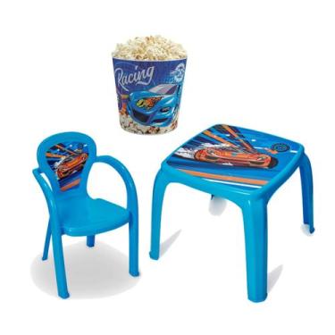Imagem de Mesa Mesinha Infantil Carro Com 1 Cadeira + Balde de Pipoca - Usual Ut