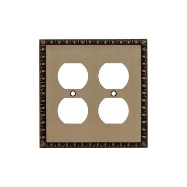 Imagem de Nostalgic Warehouse 719765 Placa para interruptor de ovos e dardos com tomada dupla, latão antigo