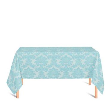 Imagem de Toalha de Mesa Retangular em Tecido Jacquard Azul e Prata Frozen Medal