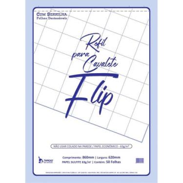 Imagem de Papel para FLIP-CHART Serrilhado 62X86CM 63G 50 Folhas - Pacote com 5 
