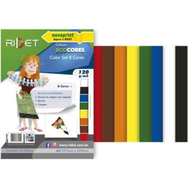Imagem de Bloco para Educacao Artistica Color SET A3 8CORES 120G.24 Folhas - Pac