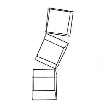 Imagem de Escultura Decoração de Ferro Quadradinho Triplo Pintura Preto - Marina