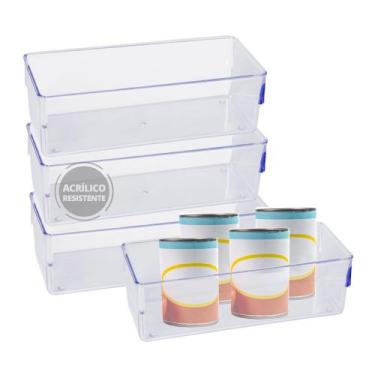 Imagem de Kit 4 Organizador Geladeira/cozinha Acrílico 11,5x34,8 - Plastutti