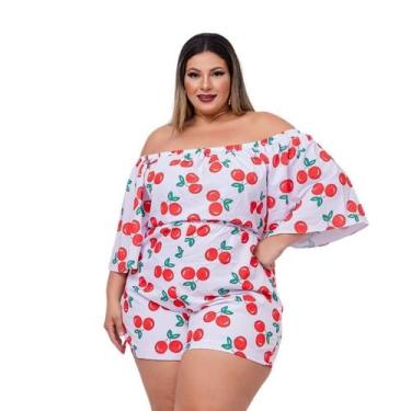 Imagem de Macaquinho Plus Size Feminino Ciganinha Manga Flare 0501 - Bellucy Mod
