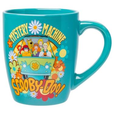 Imagem de Silver Buffalo Scooby Doo Group Mystery Machine Flowers Jumbo Caneca de cerâmica curvada, 740 ml