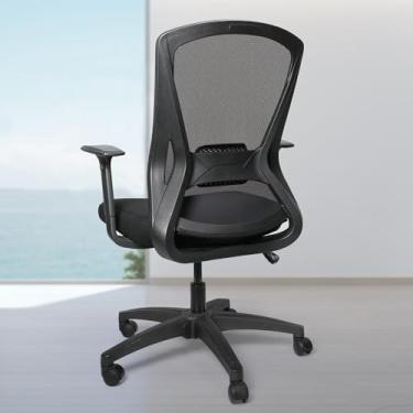 Imagem de Cadeira ergonômica giratória moderna para escritório doméstico e escritório com suporte lombar de altura ajustável para trabalho de estudo