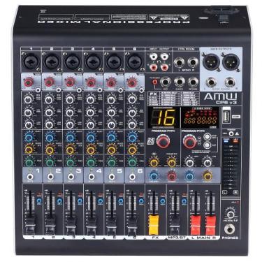 Imagem de AMW CP6 v3 Mesa de Som 6 Canais Efeitos USB Interface Mp3 BT Eq