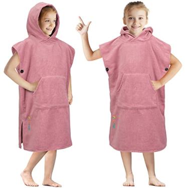 Imagem de SUN CUBE Roupão infantil com poncho de surfe, toalhas de praia infantis, toalha com capuz para piscina de banho, microfibra de secagem rápida, poncho de toalha vestível com capuz, toalha de natação