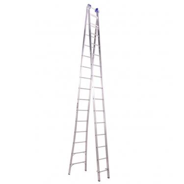 Imagem de Escada Profissional Esticável Dupla 15 Degraus - Alumínio - Real Escadas