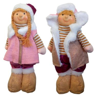 Imagem de Casal Boneco Natalino em Pé Winter Com Casaco e Gorro 30x19x10cm. saldão.