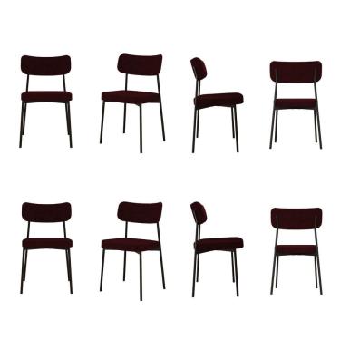 Imagem de Kit com 8 Cadeiras para Sala de Jantar Mona Yescasa Bordô