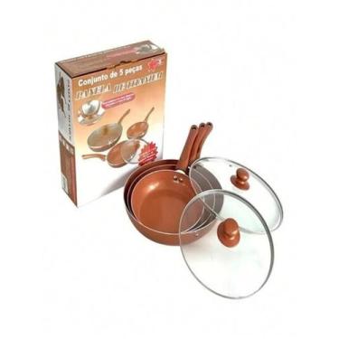 Imagem de Super Jogo Titanium Cerâmica Premium 3 Frigideiras 2 Tampa - Sweet Hom