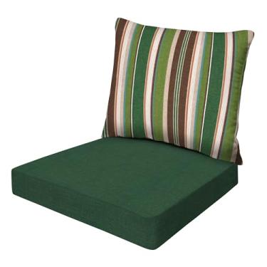 Imagem de Honeycomb Essentials Almofada para cadeira para ambientes externos, 48 x 48 cm, listrada, verde pinho