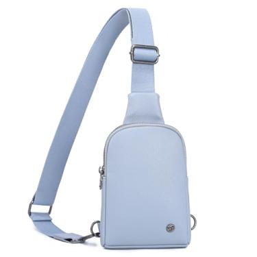 Imagem de Haytijoe Bolsa tiracolo feminina com tela sensível ao toque, bolsa tiracolo para celular, antirroubo, bolsa transversal para mulheres, Tela sensível ao toque azul claro, Small