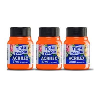 Imagem de Tinta Para Tecido Fluorescente Neon Acrilex 37ml Azul Vermelho Maravilha Verde Ouro Limão Fixação a Frio e Alta Cobertura Recomendado Para Tecidos De Algodão Sem Goma É Ideal Para Customização De Roupas, Decoração E Outras Aplicações Artísticas (Amarelo Ouro 108)