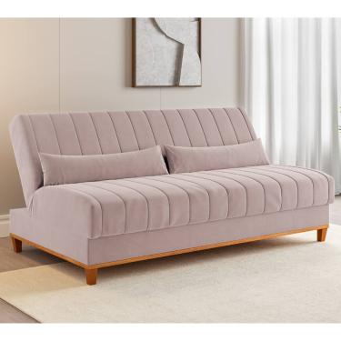 Imagem de Sofa Cama Veneza 1,80 Reclinável 3 Lugares Veludo Rosa