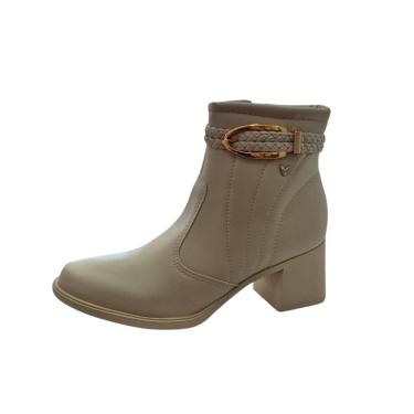 Imagem de Bota Coturno Feminina Mississipi Bico Redondo Salto Bloco Grosso Baixo Ziper Lateral