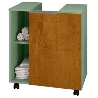 Imagem de Gabinete Banheiro Pia de Coluna Pequin 56 cm BECHARA, Pistache Natural