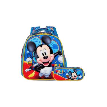 Imagem de Kit Escolar Lancheira Térmica+Estojo Duplo Mickey Mouse