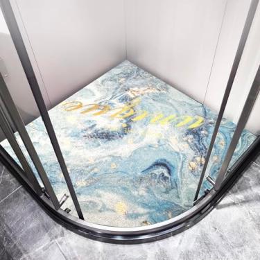 Imagem de Tapete de chuveiro de canto antiderrapante com orifícios de drenagem, tapete antiderrapante de bucha de PVC, tapete de banho de secagem rápida e fácil de limpar, tapete de chuveiro antiderrapante, C