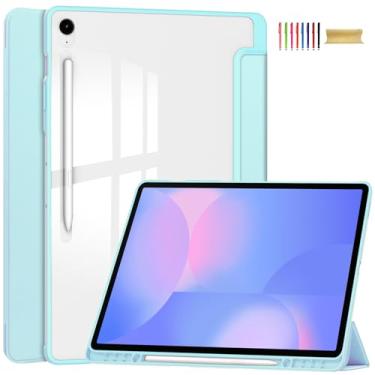 Imagem de Allytechgroup Capa para Samsung Galaxy Tab S10 FE+ Plus 13,1 polegadas 2025, couro PU, hibernar, despertar, três dobras, com capa traseira transparente à prova de choque, capa para tablet com suporte