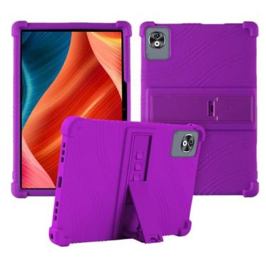Imagem de Capa para tablet DOOGEE T40 Pro de 12 polegadas, capa protetora de silicone macio, adequada para crianças, capa para tablet com suporte ajustável, 4 cantos espessos à prova de choque, roxa