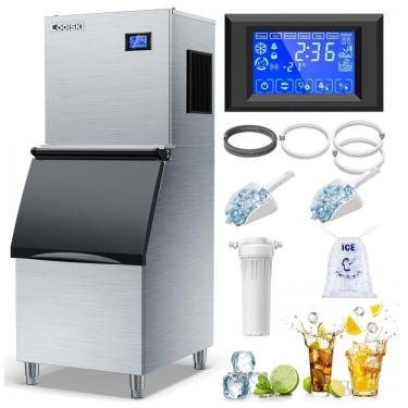 Imagem de Máquina de Gelo Profissional Produz 158 em 24H com Cubos Transparentes, 110V 650W, Coolski IM350, Prata