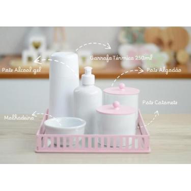 Imagem de Kit Higiene Porcelana Bebê Cuidados Maternidade Rosa Quarto Infantil P