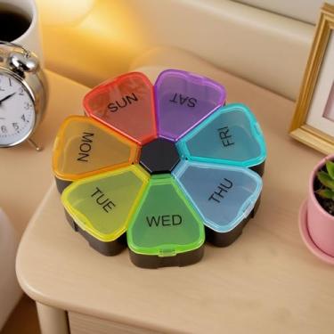 Imagem de Organizador de comprimidos semanais de 7 dias, estojo de comprimidos para medicamentos, suplementos e vitaminas, colorido