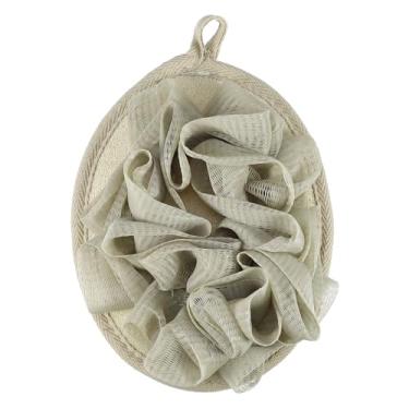 Imagem de Puffs corporais de esponja de bucha para chuveiro de banho, 15 x 13 cm, cáqui, 1 peça