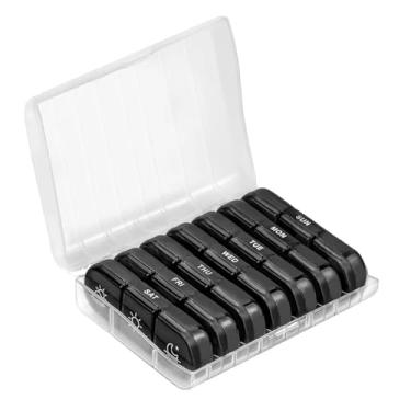 Imagem de Organizador semanal de comprimidos 2 vezes por dia, caixa de comprimidos de 8 dias com grandes aberturas, compartimentos para AM/PM – fácil de usar, proteção de privacidade para vitaminas, óleo de