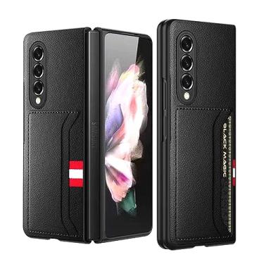 Imagem de Capa fina de couro fosco para Samsung Galaxy Z Fold 5 3 4 Fold4 Fold2 Fold5 Fold3 Fold 2 5G Bolsa para celular com bolso para cartão, preta, para Samsung Z Fold 2