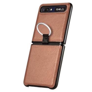 Imagem de Capa de couro confortável para Samsung Galaxy Z Flip 5 3 5G Flip4 flip5 flip2 Flip 4 2 Flip3 Capa protetora contra quedas, marrom, para Samsung Z Flip 3
