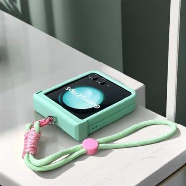 Imagem de Simples luxo grande janela doce cor botão portátil corda caso para samsung galaxy z flip5 5g z flip 5 zflip5 capa, a, samsung z flip 5