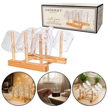 Imagem de Kit 6 Xícaras 100ml Vidro Borosilicato Cha Nespresso Suporte - Hauskfr