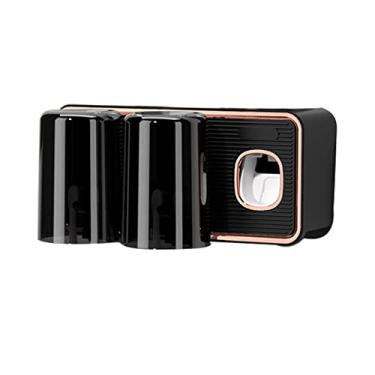 Imagem de Mingzhe PORTA ESCOVA DE DENTES DISPENSADOR AUTOMÁTICO DE PASTA DENTE PENDURADO NA PAREDE ARMAZENAMENTO BANHEIRO (Preta)