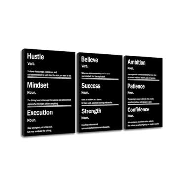 Imagem de 3 peças inspiradoras arte de parede em tela sinais motivacionais pintura imagem sucesso empreendedores citações cartazes impressão para casa quarto quarto adolescentes academia esticado e emoldurado