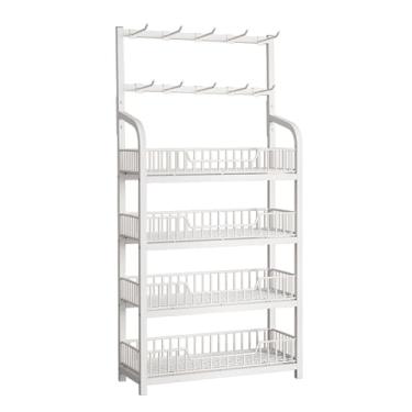 Imagem de Suporte de exibição comercial de varejo de 4 5 níveis, prateleira de lanche de supermercado com 10 ganchos, suporte de saco de lascas de metal com guarda-corpo para casa/cozinha/despensa/lojas de