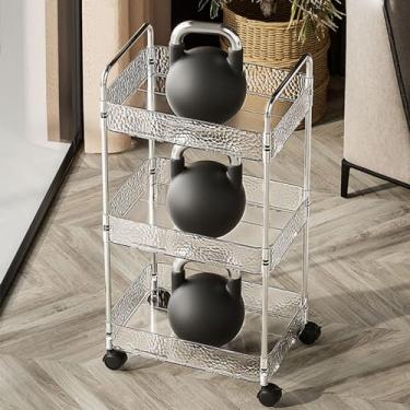 Imagem de Carrinho utilitário de rolamento de 2 a 4 camadas com rodas bloqueáveis, organizador de armazenamento de acrílico transparente para cozinha, banheiro, lavanderia, espaços estreitos, 36 cm C x 15 cm L