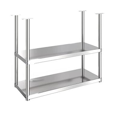 Imagem de Suporte industrial de aço inoxidável suspenso para copos de vinho de 2 camadas - suporte de teto para restaurante e bar, suporte decorativo de flores (prata)